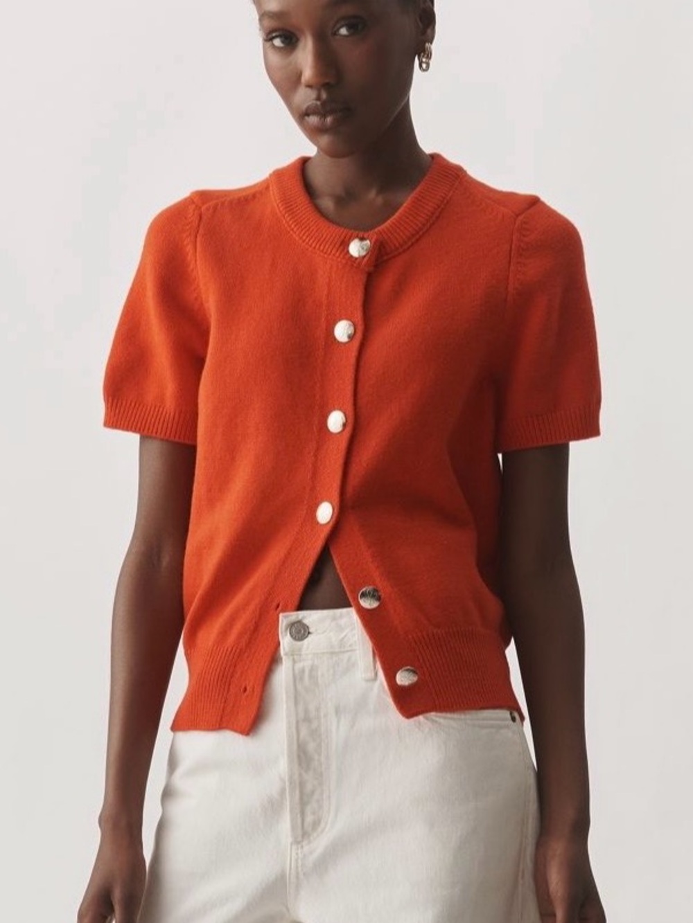 Anthropologie Maeve Short-Sleeve Crew-Neck Cardigan Sweater XL NWT